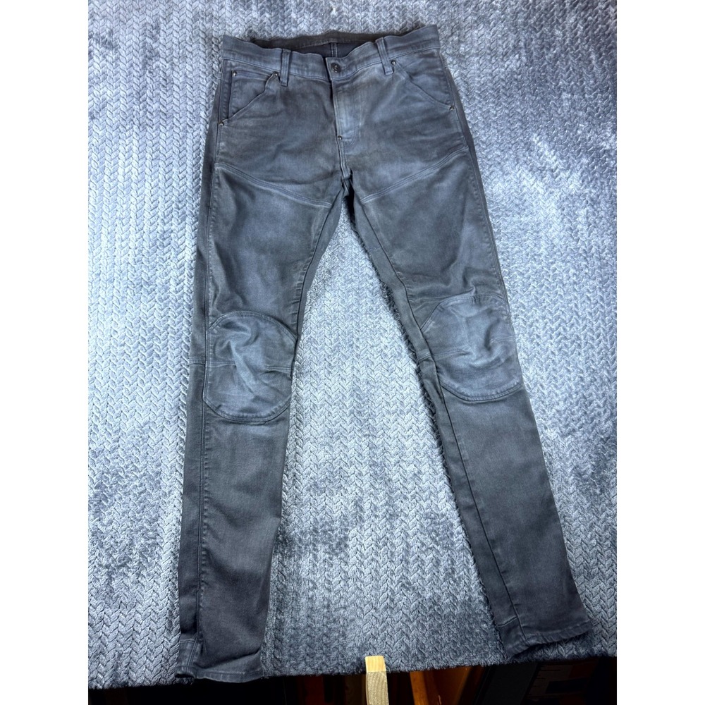 G-Star Raw Skinny Jeans Mens 33x34 Black Biker Knee Patch Denim Pants